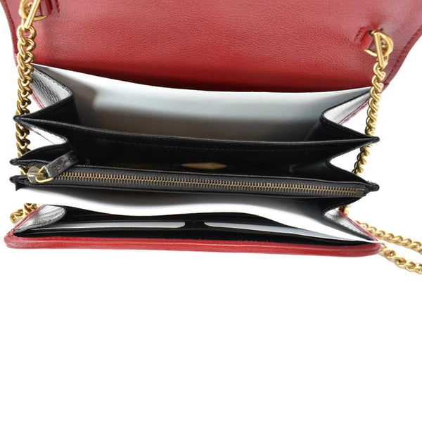 GUCCI Vintage Effect Diagonal Torchon Leather Chain Crossbody Bag Black 573807