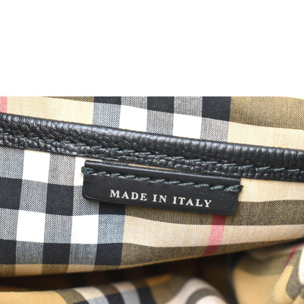 BURBERRY Banner Derby Medium Leather Tote Shoulder Bag Black