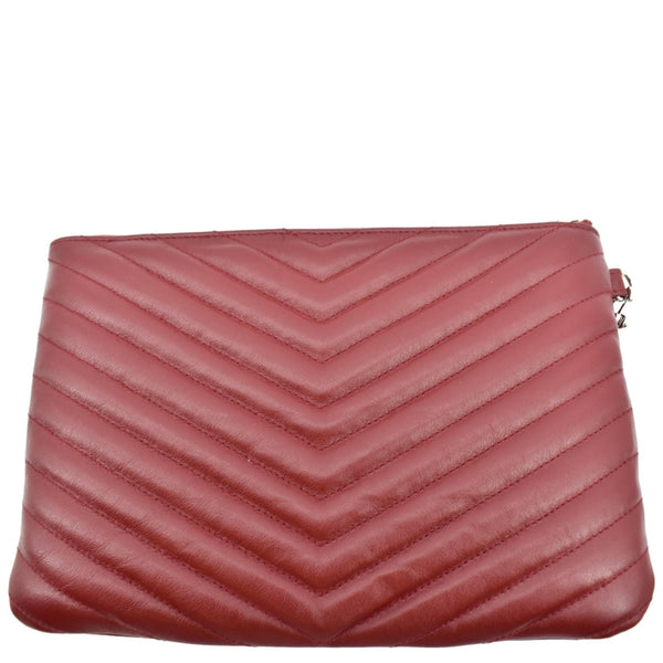 Yves Saint Laurent Monogram Leather Pouch Maroon - Back