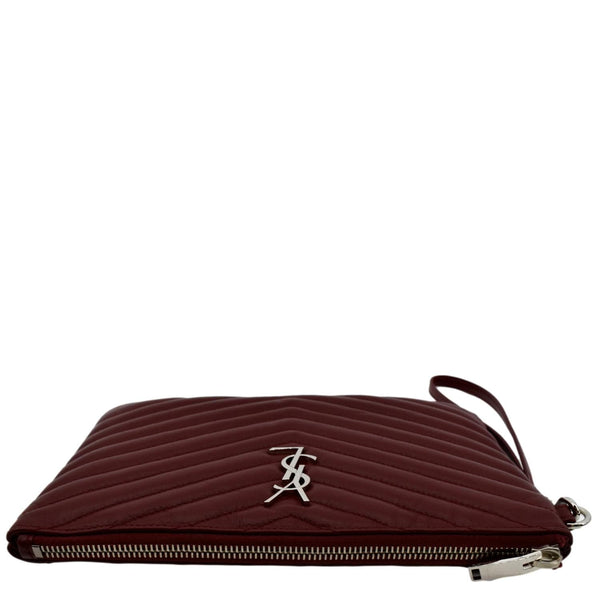 Yves Saint Laurent Monogram Leather Pouch Maroon - Top