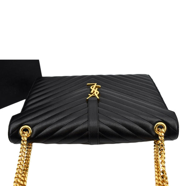 YVES SAINT LAURENT Large Envelope Mix Matelasse Grain De Poudre Chain Shoulder Bag Black