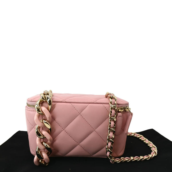 CHANEL Vanity Case Quilted Leather Shoulder Bag Pink