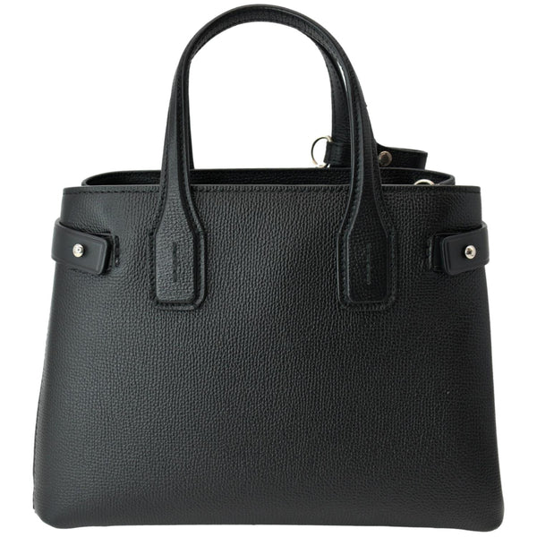 BURBERRY Banner Derby Medium Leather Tote Shoulder Bag Black