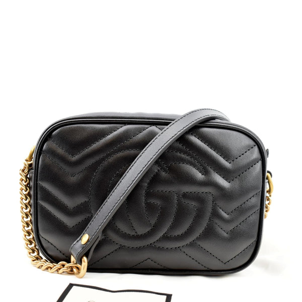 GUCCI GG Marmont Mini Calfskin Matelasse Crossbody Bag Black 634785