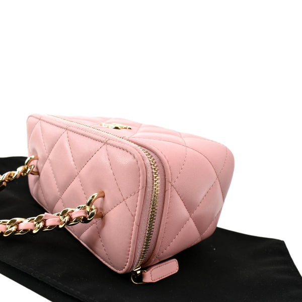 CHANEL Vanity Case Quilted Leather Shoulder Bag Pink