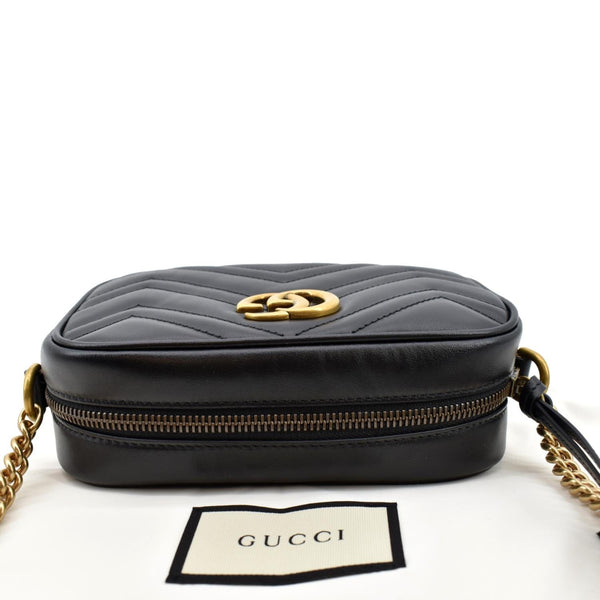 GUCCI GG Marmont Mini Calfskin Matelasse Crossbody Bag Black 634785