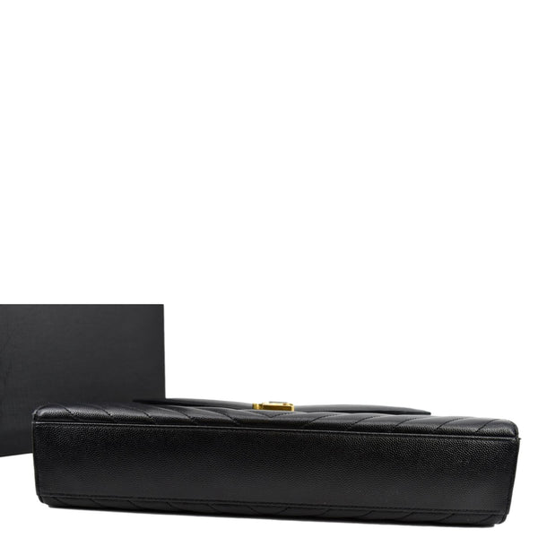 YVES SAINT LAURENT Large Envelope Mix Matelasse Grain De Poudre Chain Shoulder Bag Black