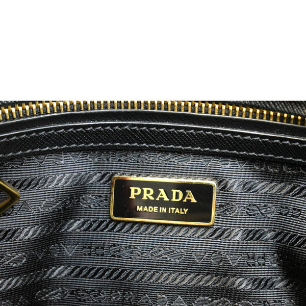 PRADA Saffiano Double-Zip Leather Tote Shoulder Bag Black