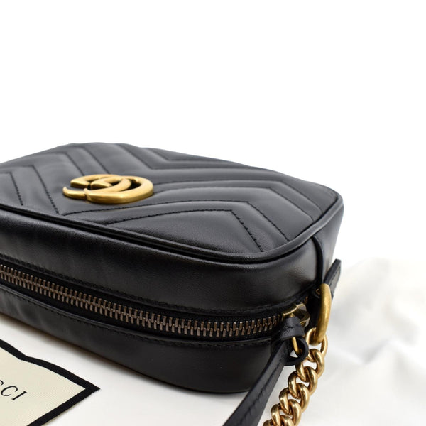 GUCCI GG Marmont Mini Calfskin Matelasse Crossbody Bag Black 634785