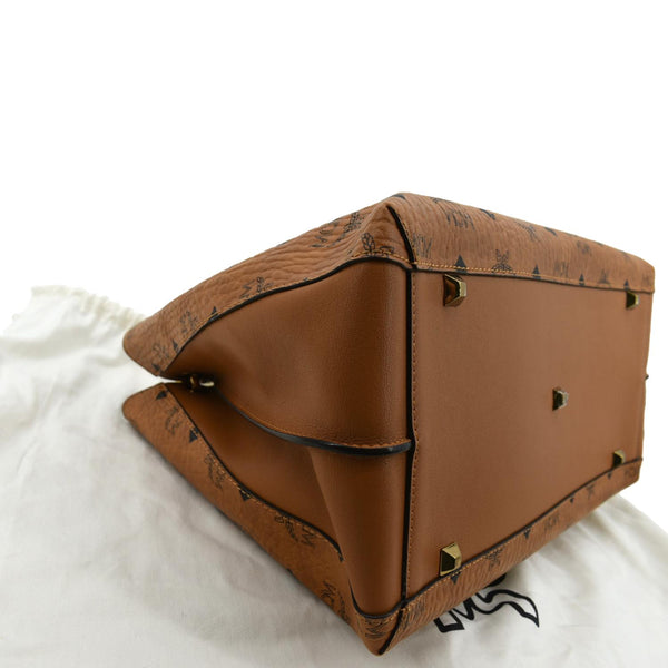 MCM Large Essential Visetos Monogram Print Tote Bag Cognac