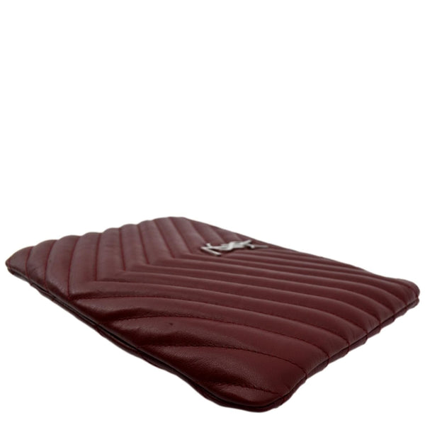 Yves Saint Laurent Monogram Leather Pouch Maroon - Bottom Right