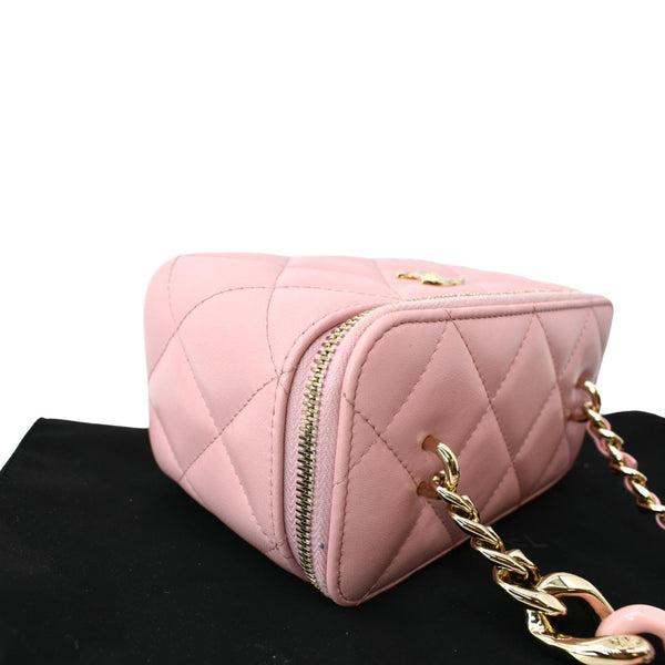 CHANEL Vanity Case Quilted Leather Shoulder Bag Pink