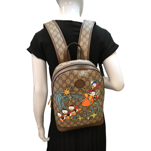 GUCCI Disney Donald Duck GG Supreme Canvas Backpack Beige 552884