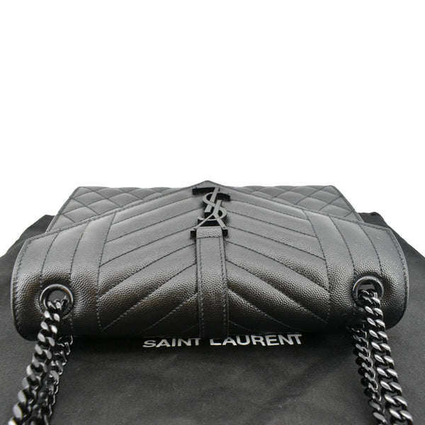 YVES SAINT LAURENT Medium Envelope Leather Chain Shoulder Bag Black