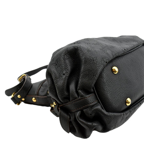 Louis Vuitton Mahina Leather Shoulder Bag in Black - Left Side