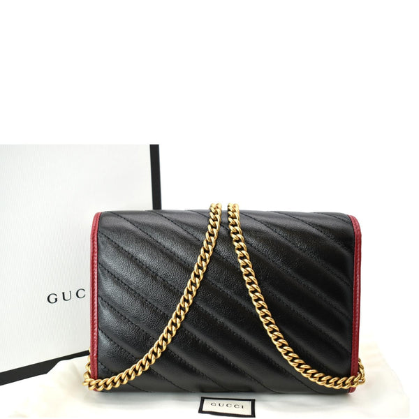 GUCCI Vintage Effect Diagonal Torchon Leather Chain Crossbody Bag Black 573807