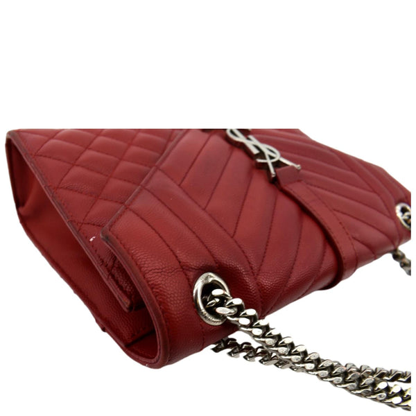 YVES SAINT LAURENT Envelope Flap Matelasse Leather Shoulder Bag Red