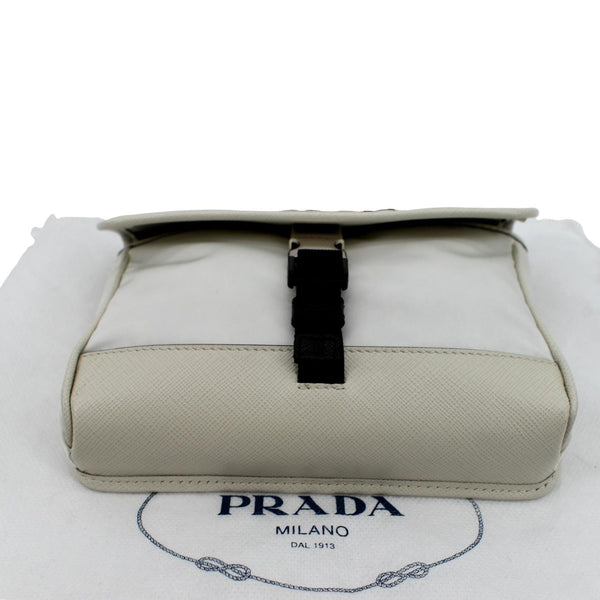 PRADA Re-Nylon Saffiano Leather Smartphone Case Shoulder Bag White