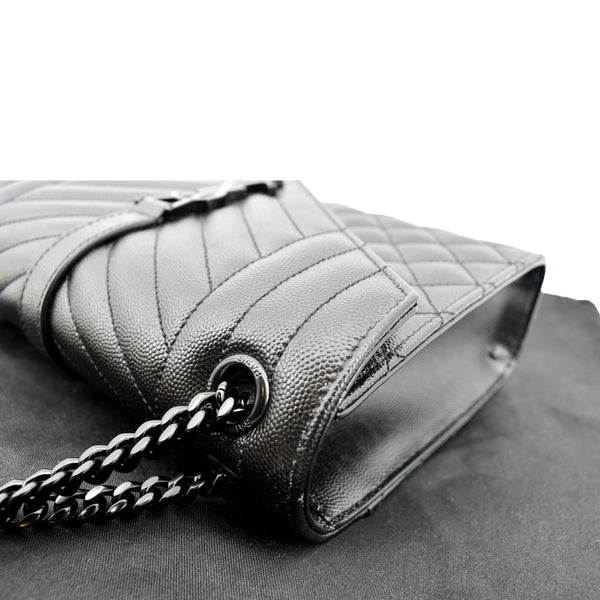 YVES SAINT LAURENT Medium Envelope Leather Chain Shoulder Bag Black