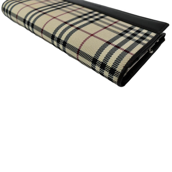 BURBERRY Continental Leather Check Wallet Black