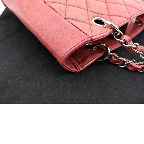 CHANEL PST Quilted Caviar Leather Petit Shopping Tote Bag Red