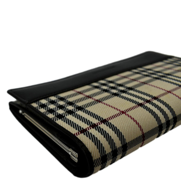 BURBERRY Continental Leather Check Wallet Black