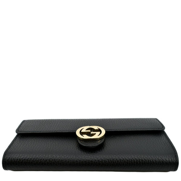 GUCCI GG Interlocking Continental Leather Wallet Black 598166