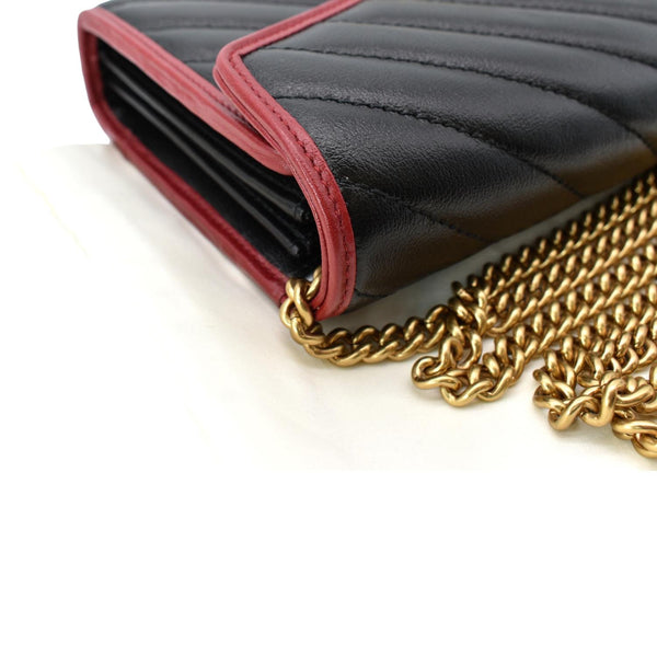 GUCCI Vintage Effect Diagonal Torchon Leather Chain Crossbody Bag Black 573807