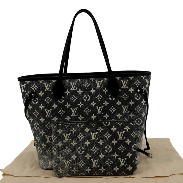 Louis Vuitton Neverfull MM Denim Leather Tote Bag Gray - Back
