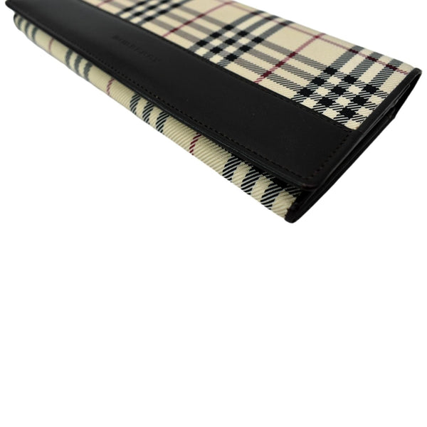 BURBERRY Continental Leather Check Wallet Black