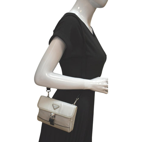 PRADA Re-Nylon Saffiano Leather Smartphone Case Shoulder Bag White