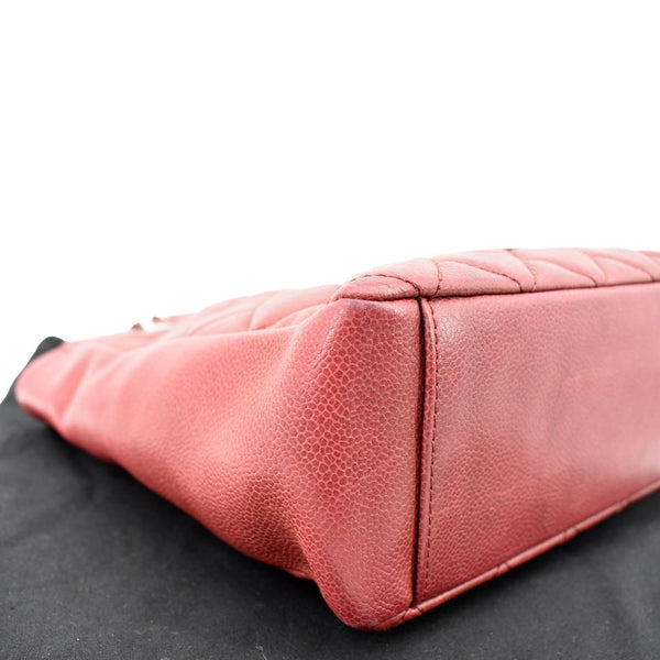 CHANEL PST Quilted Caviar Leather Petit Shopping Tote Bag Red