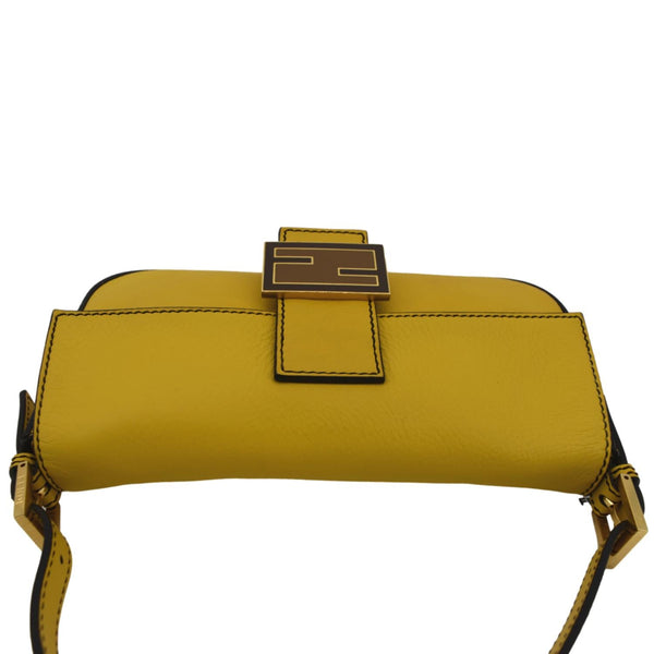 Fendi Convertable Baguette Leather Crossbody Bag Yellow - Top