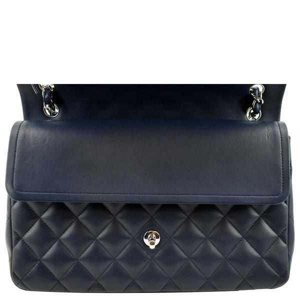 CHANEL Jumbo Double Flap Calfskin Leather Shoulder Bag Navy Blue