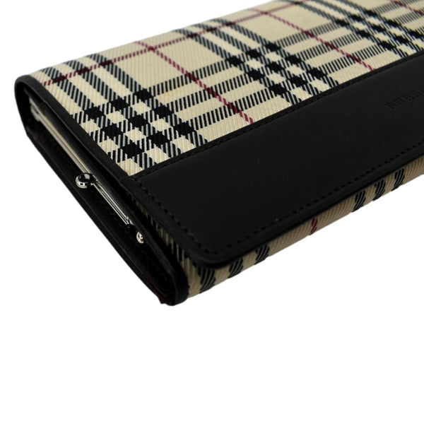 BURBERRY Continental Leather Check Wallet Black