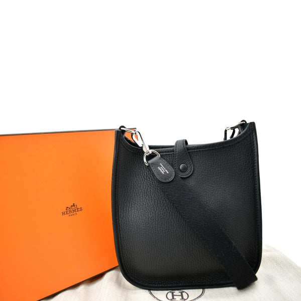 HERMES Evelyne Amazone TPM III Clemence Leather Crossbody Bag Black