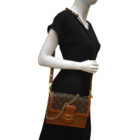 LOUIS VUITTON Dauphine MM Monogram Reverse Canvas Shoulder Bag Brown