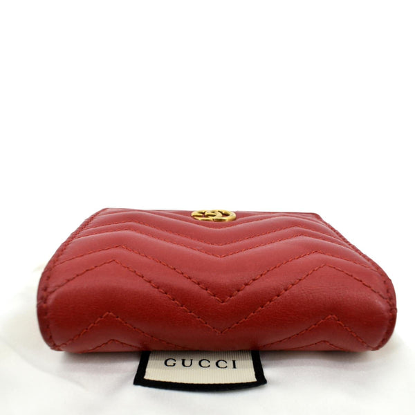 GUCCI Marmont GG Matelasse Leather Card Case Wallet Red 466492