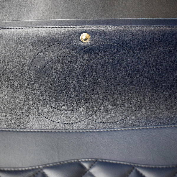 CHANEL Jumbo Double Flap Calfskin Leather Shoulder Bag Navy Blue