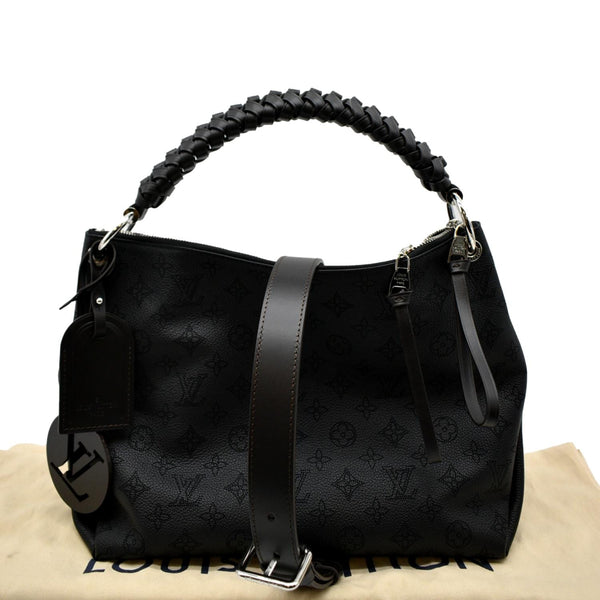 LOUIS VUITTON Beaubourg Mahina MM Leather Hobo Shoulder Bag Black