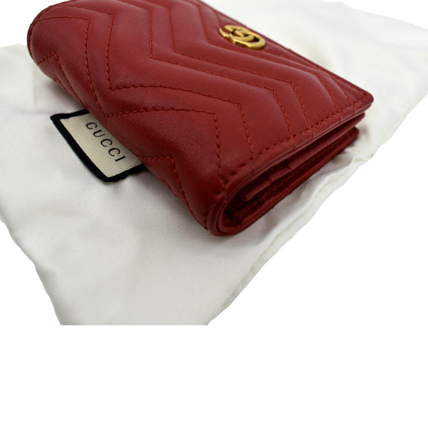 GUCCI Marmont GG Matelasse Leather Card Case Wallet Red 466492