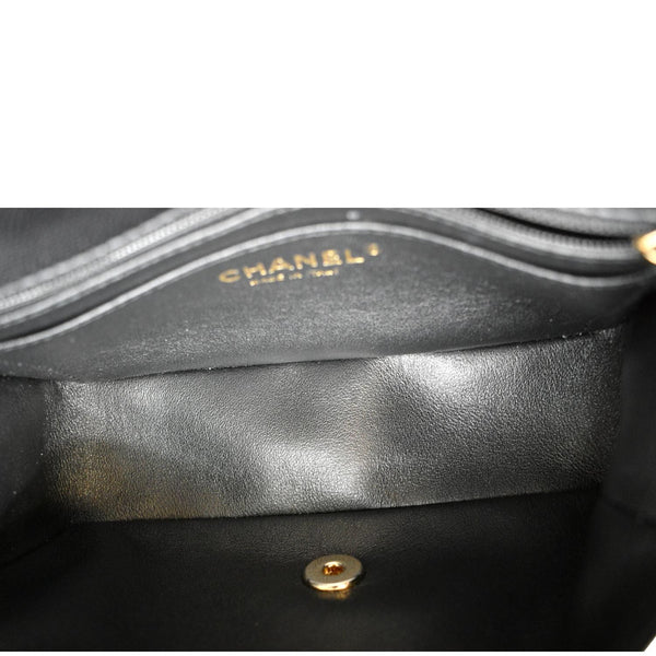 CHANEL Mini Rectangular Flap Quilted Lambskin Leather Shoulder Bag Black