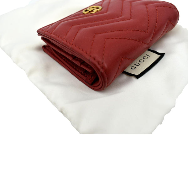 GUCCI Marmont GG Matelasse Leather Card Case Wallet Red 466492