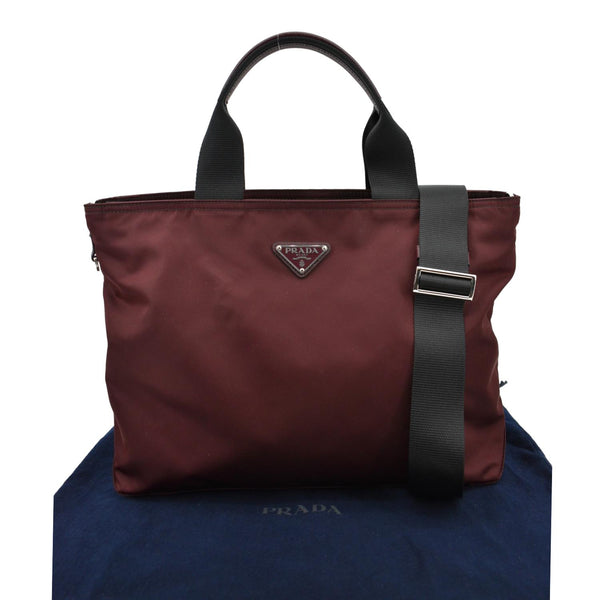 PRADA Medium Nylon Tote Bag Maroon