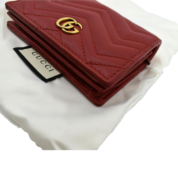 GUCCI Marmont GG Matelasse Leather Card Case Wallet Red 466492