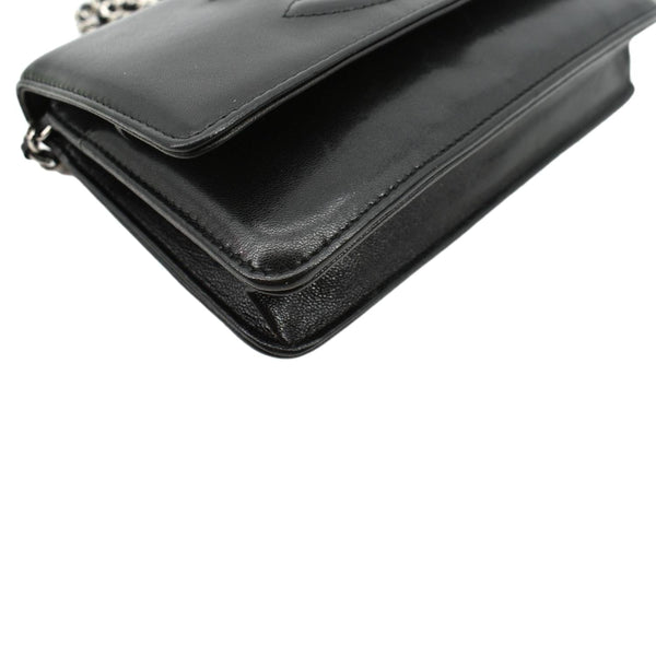 CHANEL Timeless WOC Patent Leather Wallet on Chain Shoulder Bag Black