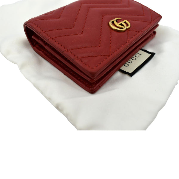 GUCCI Marmont GG Matelasse Leather Card Case Wallet Red 466492