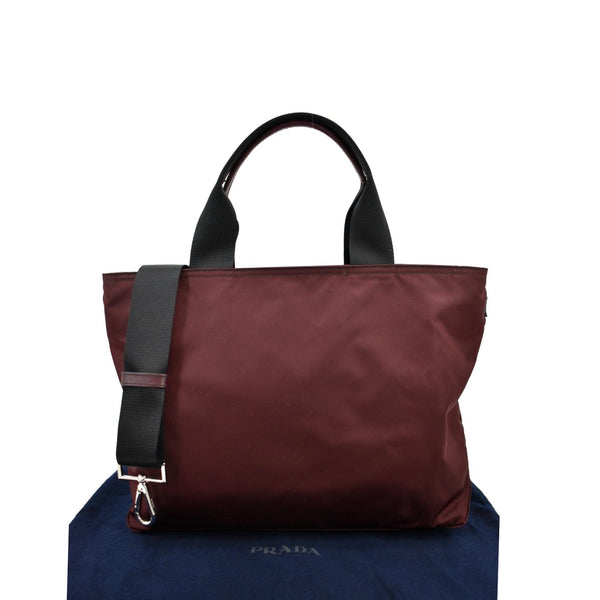 PRADA Medium Nylon Tote Bag Maroon