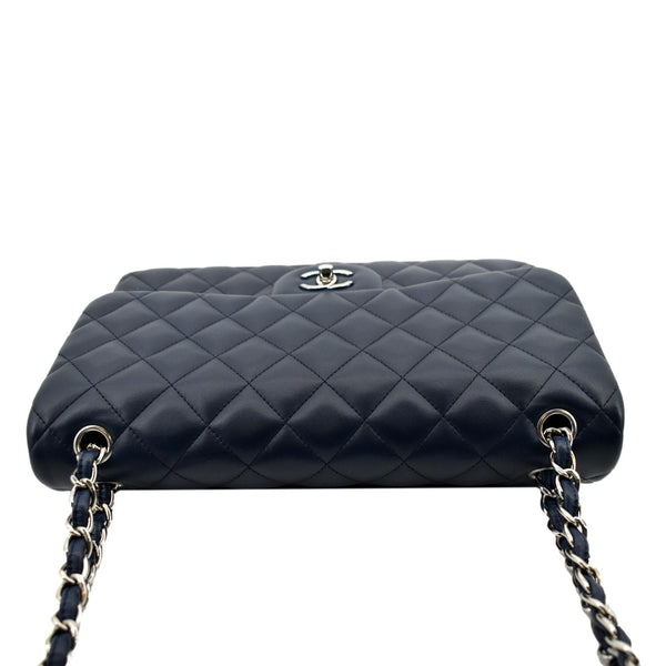 CHANEL Jumbo Double Flap Calfskin Leather Shoulder Bag Navy Blue