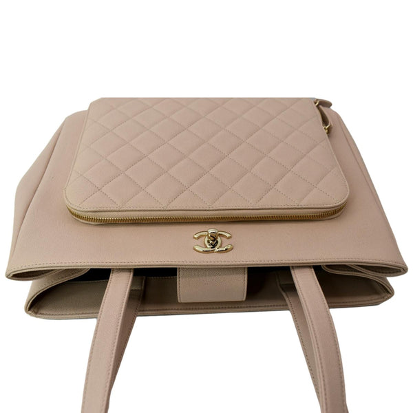 CHANEL Business Affinity Large Leather Shopping Tote Beige - Hot Deals